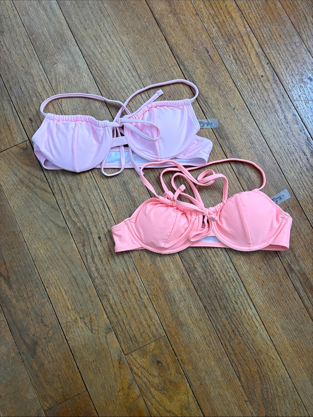 SHEIN Bikini Tops in Light Pink & Coral